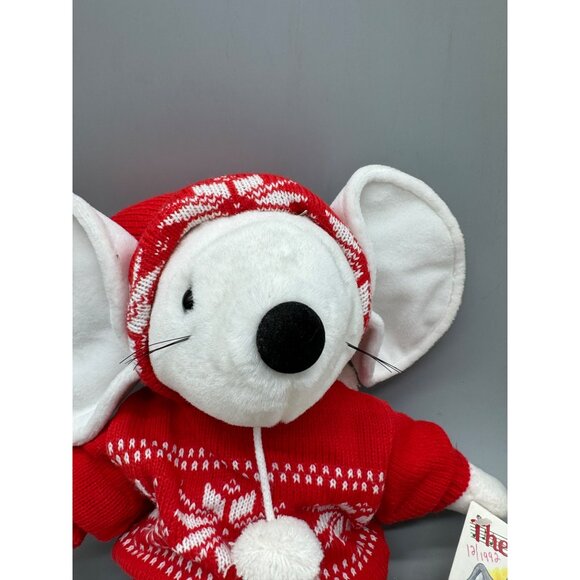 The Carolers 1991 Plush Mouse With Red Sweater & Hood Christmas Decor White READ - Picture 7 of 16